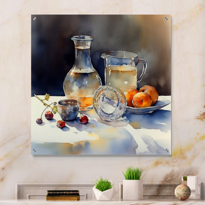 Simple Nature morte fruits et pichets III - Art mural en verre pour cuisine