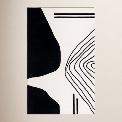 Felipe Handmade Wool Ivory/Black Rug