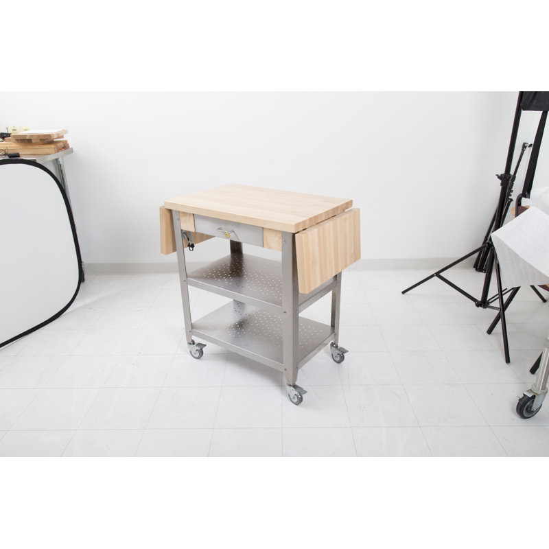 Cucina Elegante Kitchen Cart with Wood Top, 1 Included