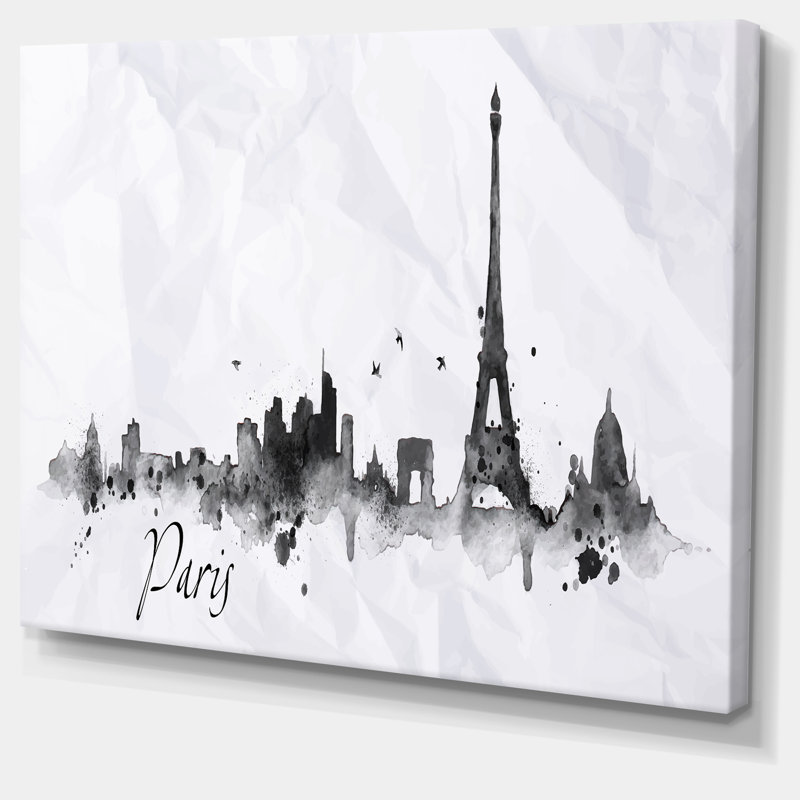 Paysage urbain «Paris with Eiffel Silhouette», peinture, H 20 po x l 20 po x P 1 po, H 36 po x l 46 po x P 1,5 po