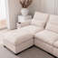Chenille beige en forme de L de 114,5 po avec bibliothèque, rangement réversible, ports, porte-gobelet, coussins lavables amovibles, salon moderne, coussins,-1182200489-1182200491