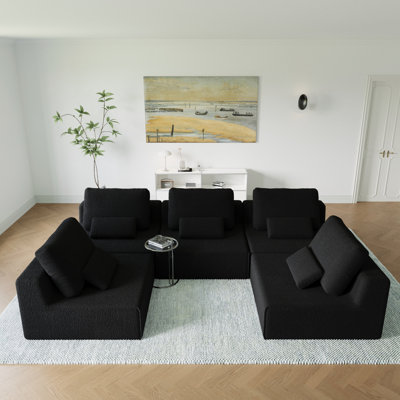 Canapé modulaire surdimensionné surdimensionné, ensemble de canapé de plancher Boucle de luxe, canapé convertible compressé, canapé spacieux rempli de mousse pour le salon, combinaison libre, 3 couleurs