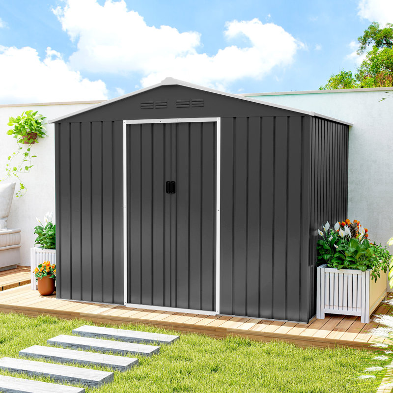 Garden Storage Shed, Dark Grey