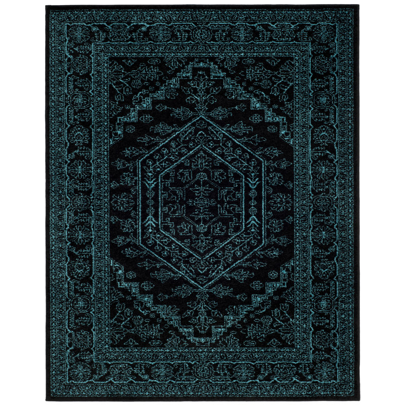 Stromsburg Area Rug, Black/Teal, Rectangle 91 x 152 cm