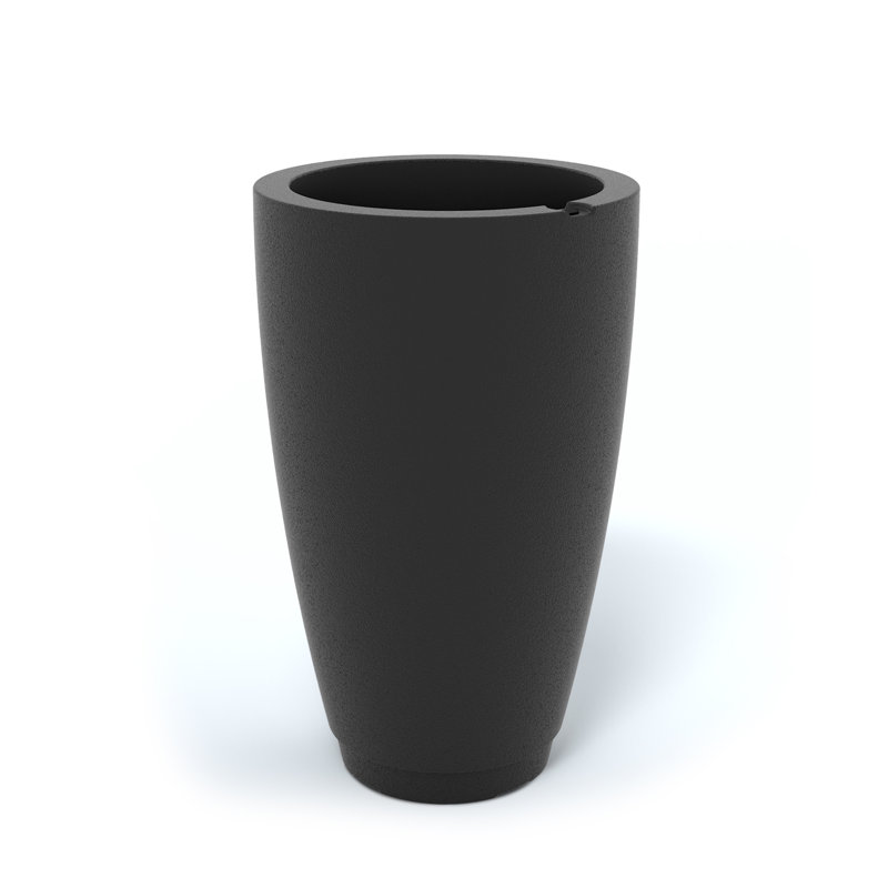 Caprio Tall Resin Pot Planter with Water Reservoir, 26" H x 16" W x 16" D, Black