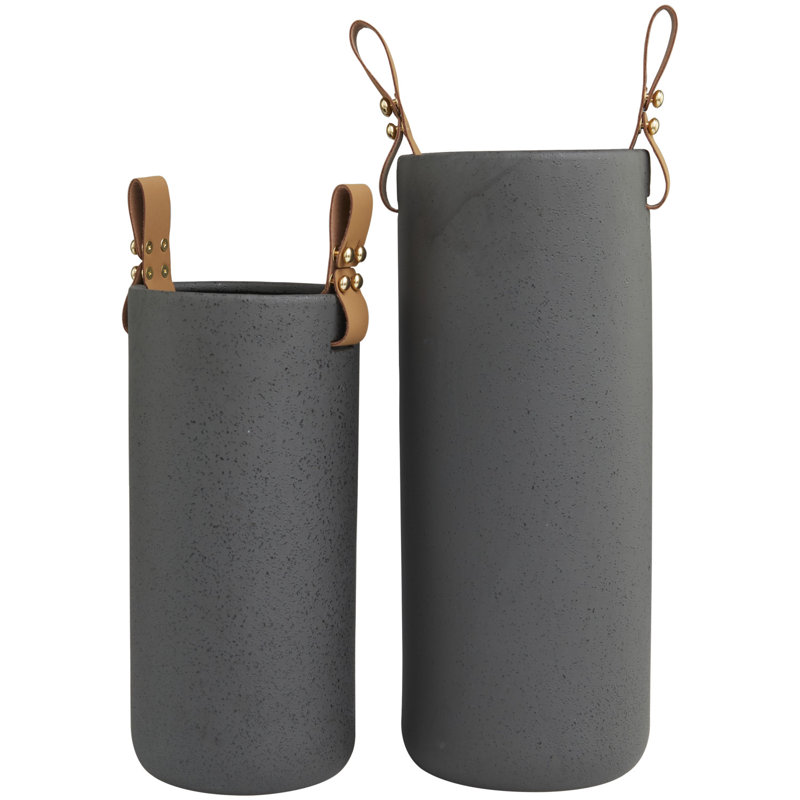Ensemble de 2 vases de table en grès Hindley, Noir
