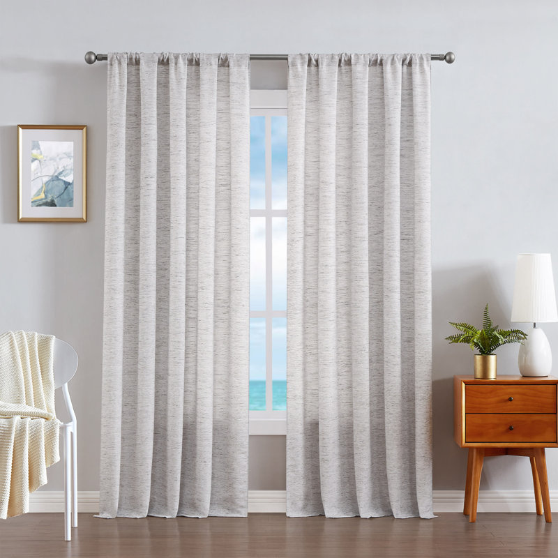 Nautica Light Filtering Rod Pocket Window Curtains Pair, Light Grey, 54" x 108"