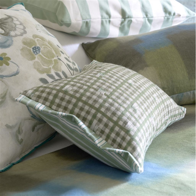 Toile Vichy Decorative Pillow, Emerald