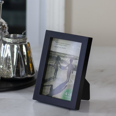 7.25" Solid Rectangular 4" x 6" Photo Picture Frame with Easel Back - Matte Black