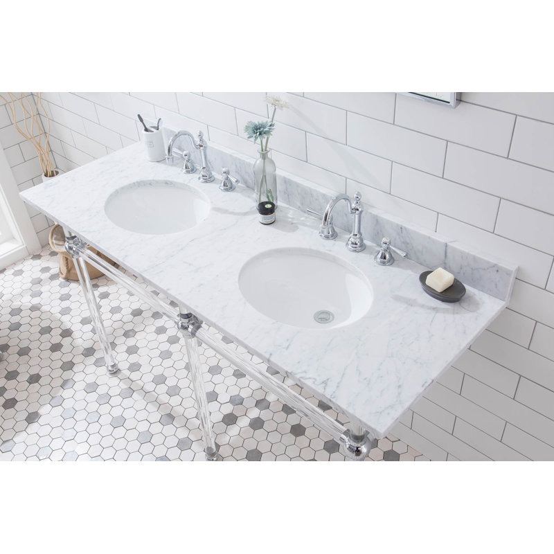 Empire Stone Oval Console Bathroom Sink with Faucet and Overflow, Chrome