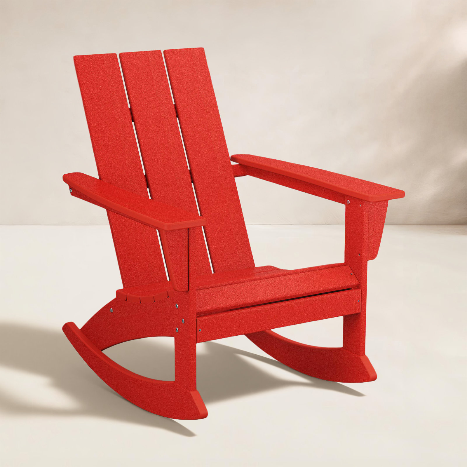 POLYWOOD® Modern Adirondack Patio Rocking Chair, Sunset Red