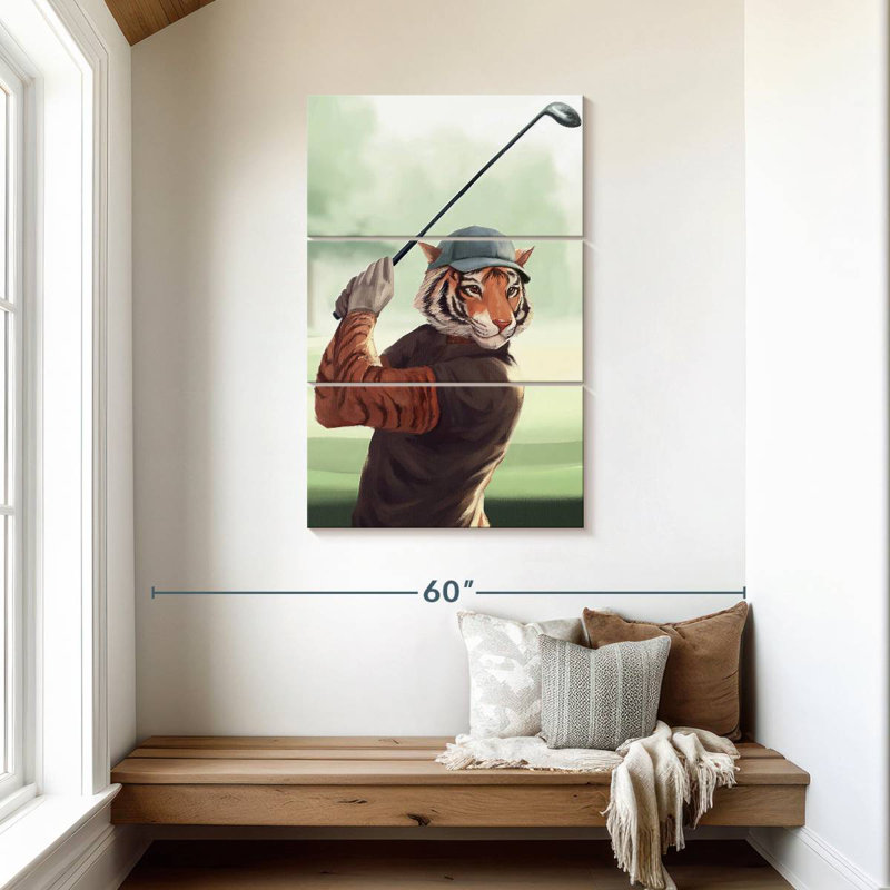 Ketti Tiger Playing Golf, 45" H x 28" W