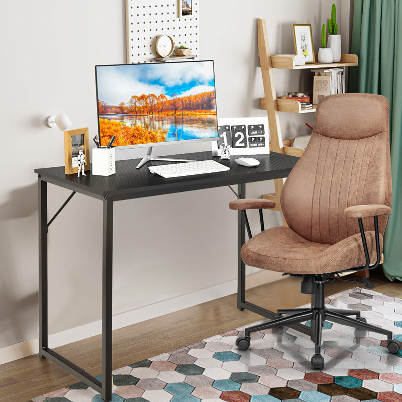 Metal Base Computer Desk, Black/Black