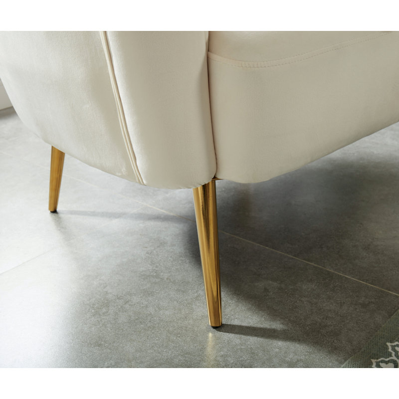 Parrish Upholstered 60.75'' Loveseat, Ivory 100% Polyester