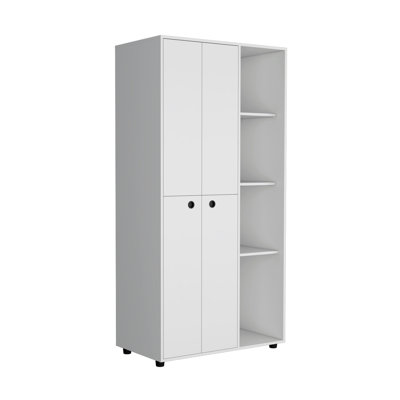 Armoire-penderie Misuri avec porte double, tiroir, barres de suspension et tablettes ouvertes