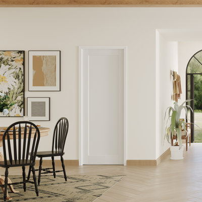 1 Lite Solid Wood Interior Door – Prehung-Style White MDF Door Slab with Frame & Hardware Kit (Door & Frame Ship Separately)