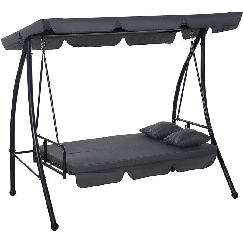 Katarina 2 Person Porch Swing with Canopy, Grey