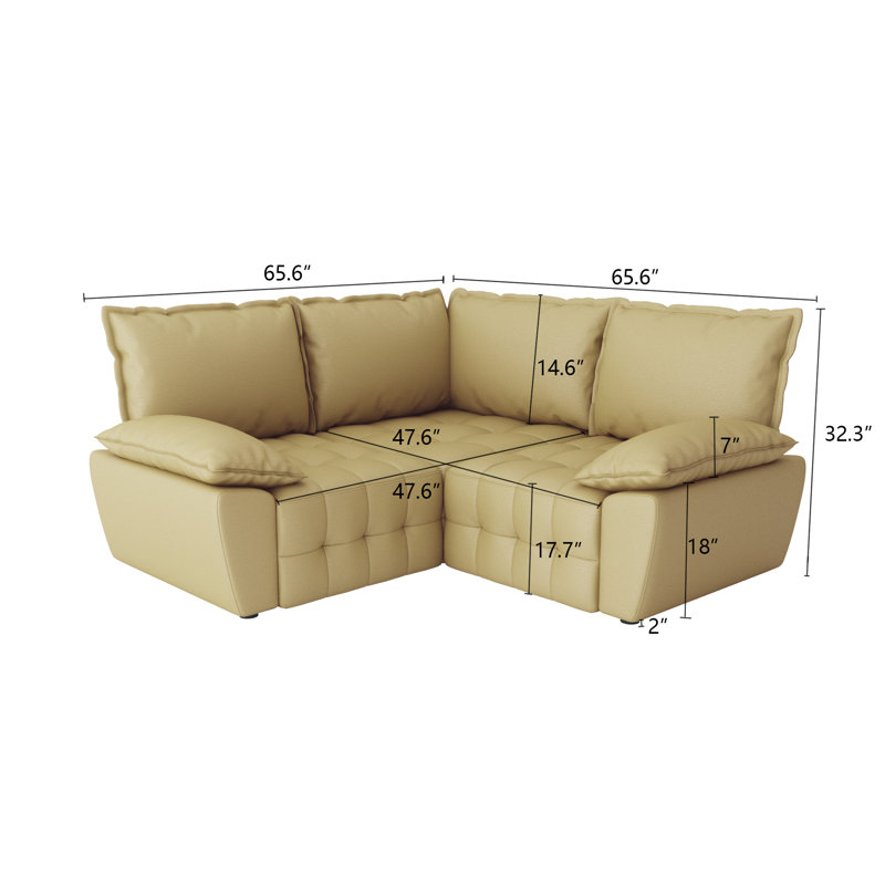 Canapé modulaire rembourré 4 pièces Cassadi, 100% polyester vert mat