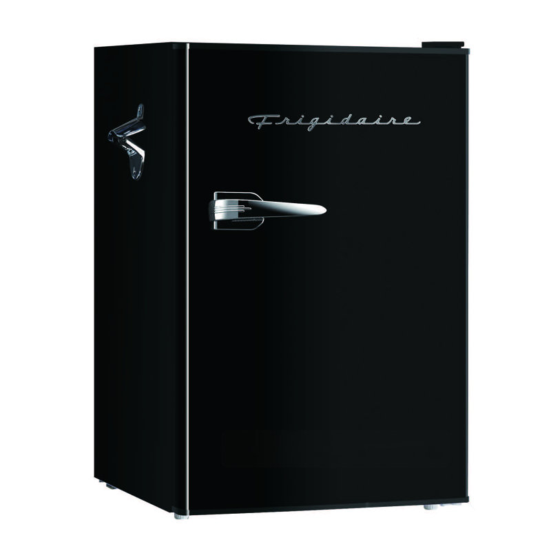 Frigidaire Pi. Réfrigérateur compact rétro avec compartiment refroidisseur, ouvre-bouteille latéral intégré, Noir