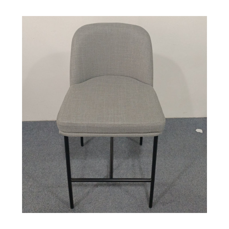 25" Seat Height Upholstered Counter Stool with Metal Frame, Backrest, and Footrest, Light Gray