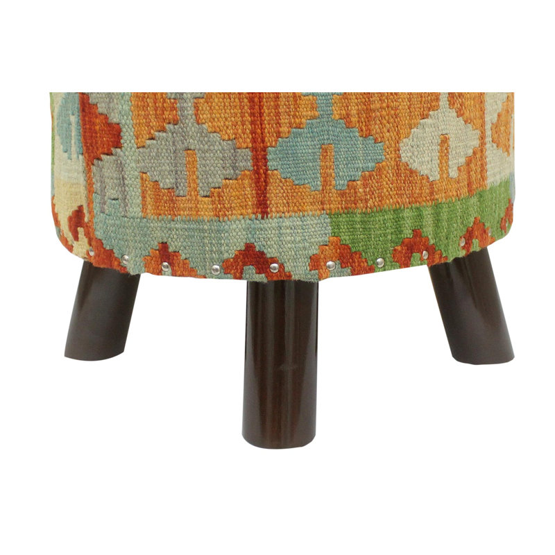Anautica Upholstered Ottoman, Boho Chic Becker Rust Wool