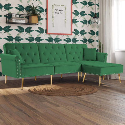110.2 " Velvet L-Shaped Sofa & Chaise