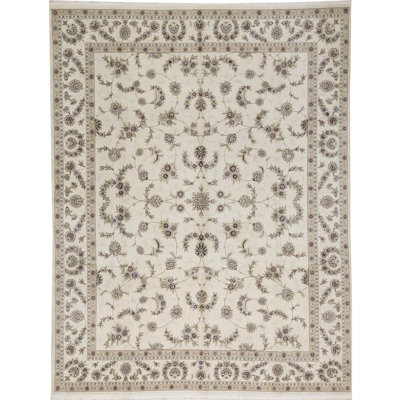 Tapis ivoire noué à la main de haute qualité