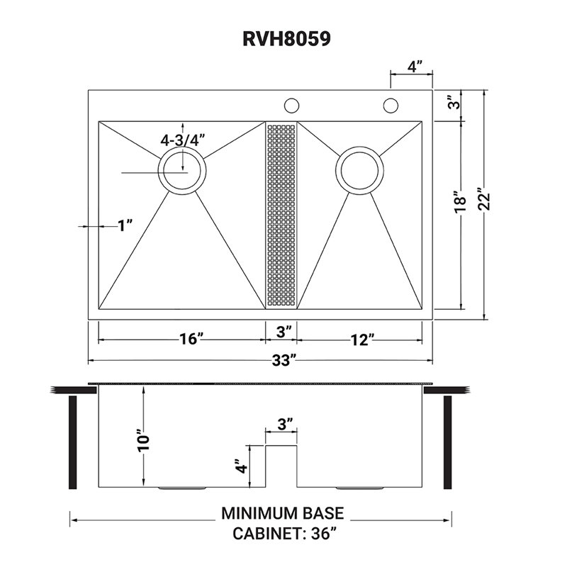 33-Inch Stainless Steel Double Bowl Topmount Kitchen Sink