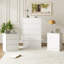 Ensemble de chambre à coucher 3 pièces Dornisha, commode double 6 tiroirs l 47,2 po et ensemble de tables de chevet 2 tiroirs avec station de charge-906890286-912321414