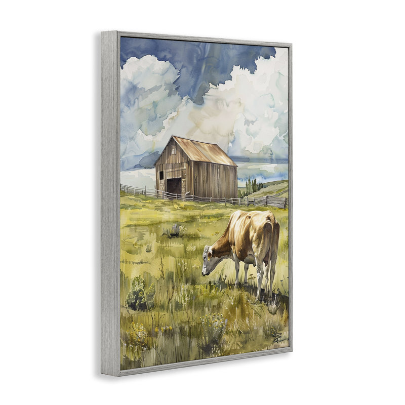 Vache dans un vaste champ, estampe numérique par Franklyn Gregory, H 24 po x l 16 po, Estampe numérique Farmhouse