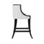 Tabouret de comptoir à pieds Klismos avec revêtement en lin blanc performance laqué noir mat-198549956