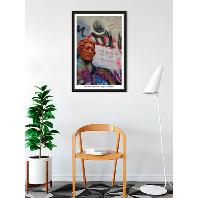 BUY ART FOR LESS Officially Licenced John Lennon Wall Memorial - Prague - Framed Art Poster - 24 x 36 Inch - Sturdy Engineered Wood Frame with Plexi Glass - Ready to Hang