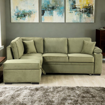 Hilge Pull Out sofa bed L Shape Couch Sleeper Sofa Bed by Hokku Designs