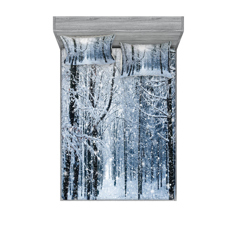 Ensemble de draps et taies décoratives Ambesonne Winter, noir, blanc, bleu ardoise