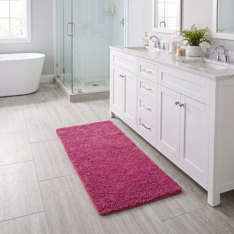 Tapis de bain en chenille 58 x 24 avec envers antidérapant - Mousse à mémoire de forme en chenille absorbante à velours épais