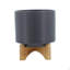 PLATEAU 8 "AVEC SUPPORT EN BOIS, GRIS MAT