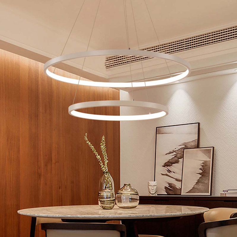 2 - Light Silver LED Unique/Statement Pendant, 100cm H x 60cm W x 60cm D