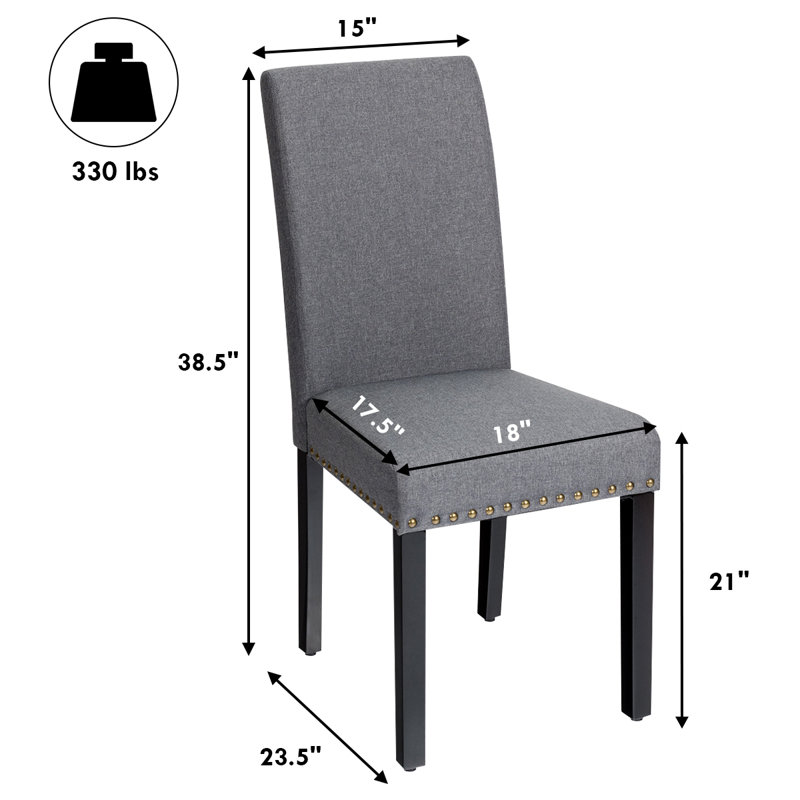 21'' H Linen Upholstered Parsons Chair, Dark Gray