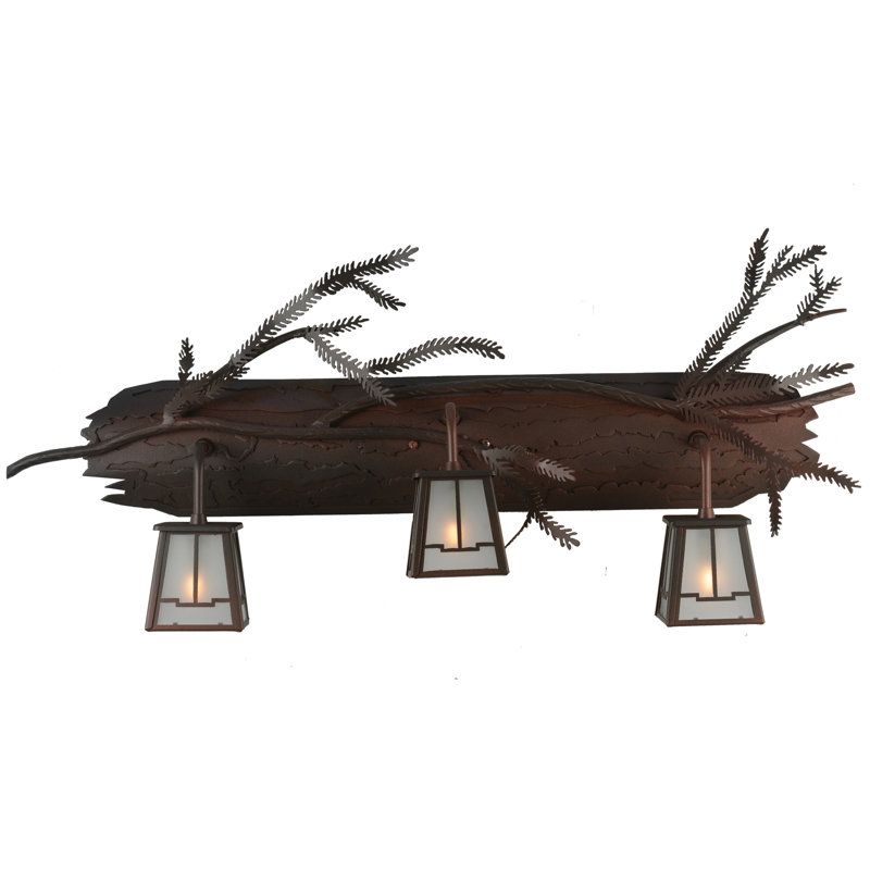 Rustic Bronze 3-Light Pine Branch Vanity Light