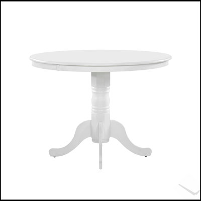 White Finish Round Dining Table for Farmhouse Style, Durable and Versatile for Casual Kitchen and Breakfast Nook