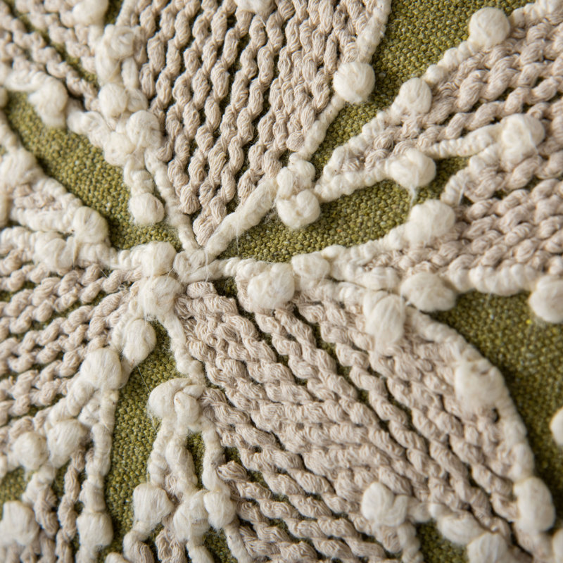 Coussin décoratif en toile de coton recyclé, Alternative au duvet, Vert foncé / naturel