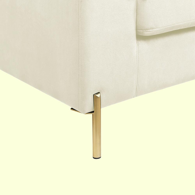 Tieson 101.2'' Velvet Sofa, Beige Velvet