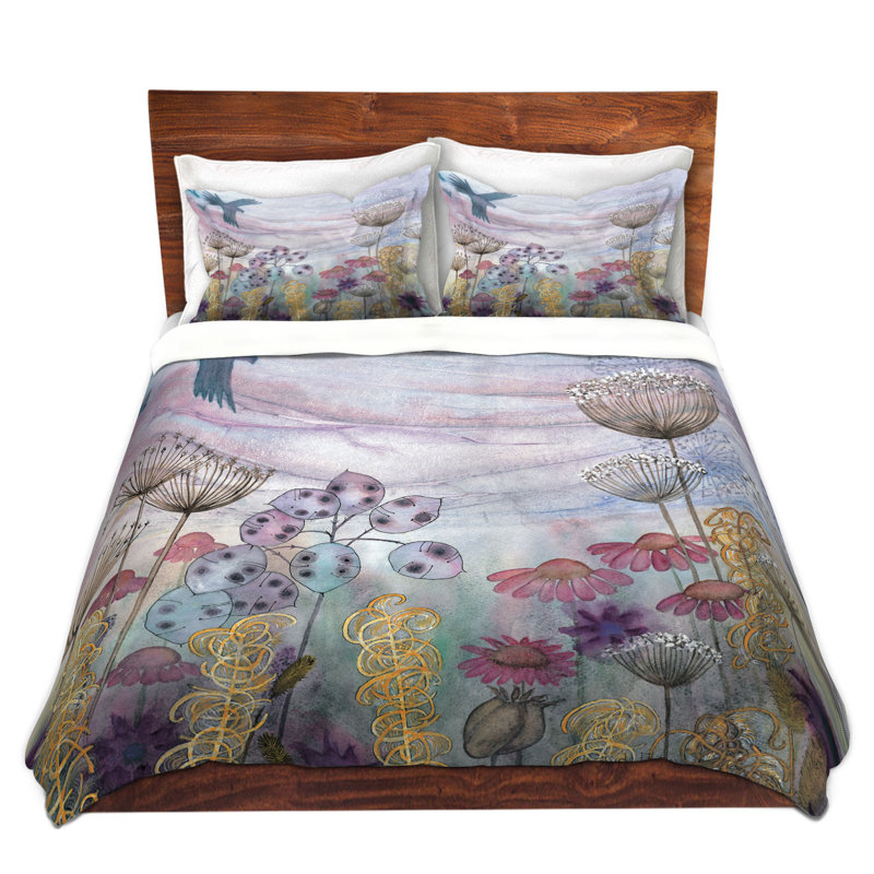 Ensemble de housse de couette en microfibre DiaNoche par Judith Figuiere - Birds Seedheads