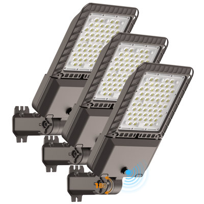3Pack 180w Led Parking Lot Light,  Dusk-to-dawn Photocell, Ip65 Waterproof Street Light Fixture For Commercial Outdoor Area Lighting