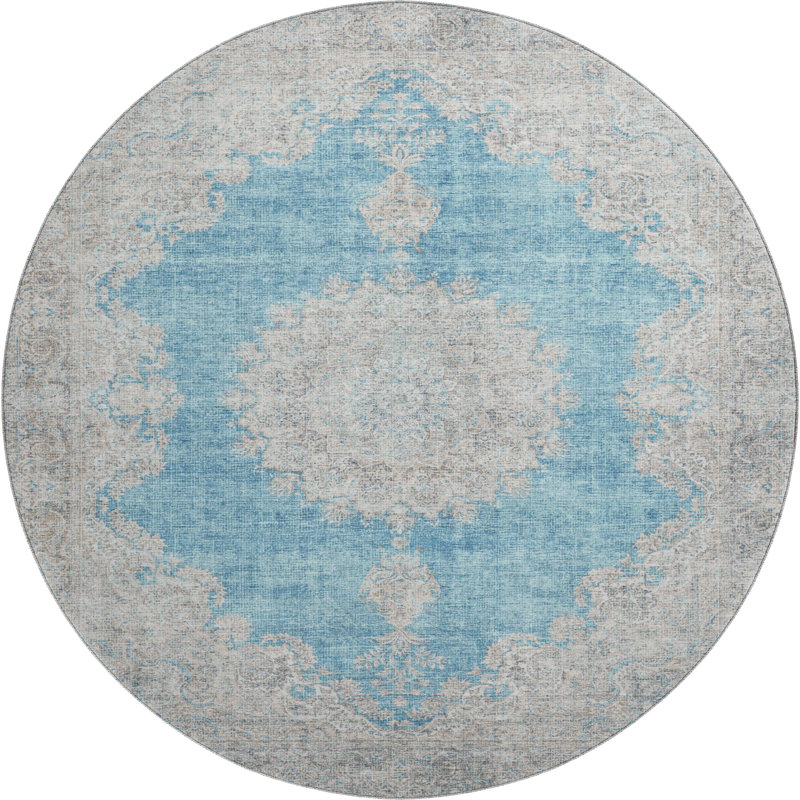 Premium Machine Washable Natoma AMF1003 Oriental Rug, Round 8'