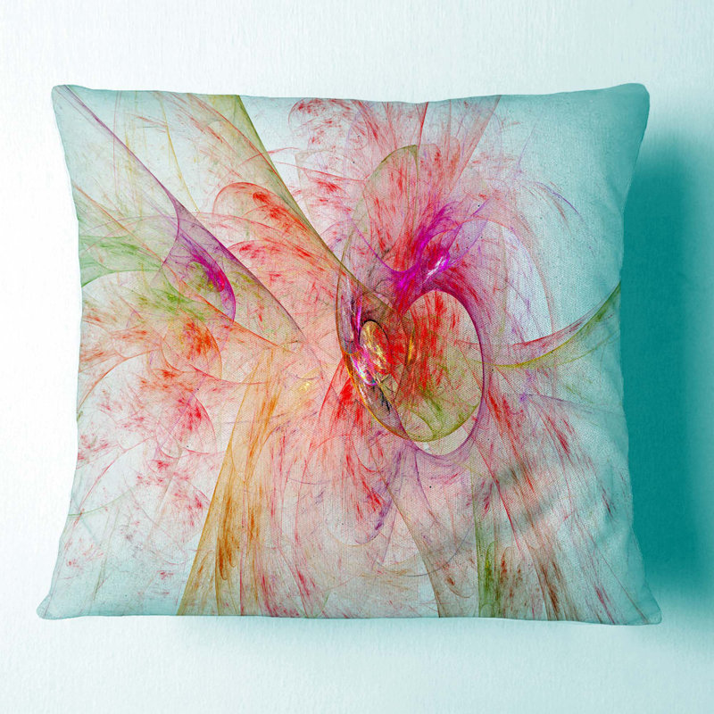 Pink Fractal Abstract - Coussin décoratif imprimé abstrait, 18 po x 18 po, Carré