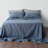 Linen Cotton Flat Sheet(Navy Blue,Full)-127119717-127119709