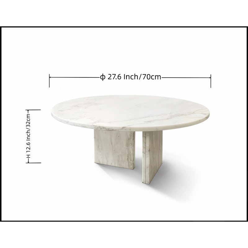 Table basse ronde en marbre semi-poli, 70 cm x 32 cm, design discret pour salons élégants