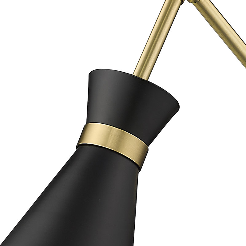 Xaine Steel Swing Arm Sconce, Matte Black, Modern Gold