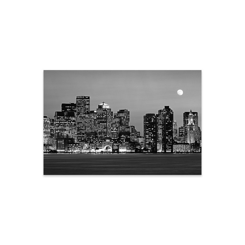 «Massachusetts, Boston at Night», reproduction de photo sur toile, 16" H x 24" W x 0.25" D, Unframed, Non